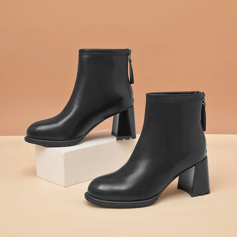 AOKANG Ankle Boots 7.3CM Women's Black-4