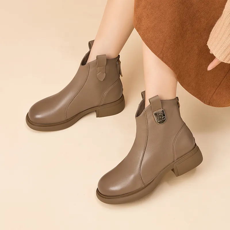 AOKANG Ankle Boots Women's Earth Yellow-3