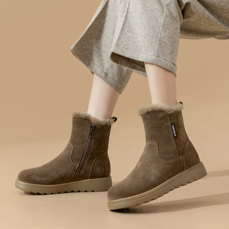 AOKANG Thermal Slip Resistant Snow Boots Women's Khaki-7