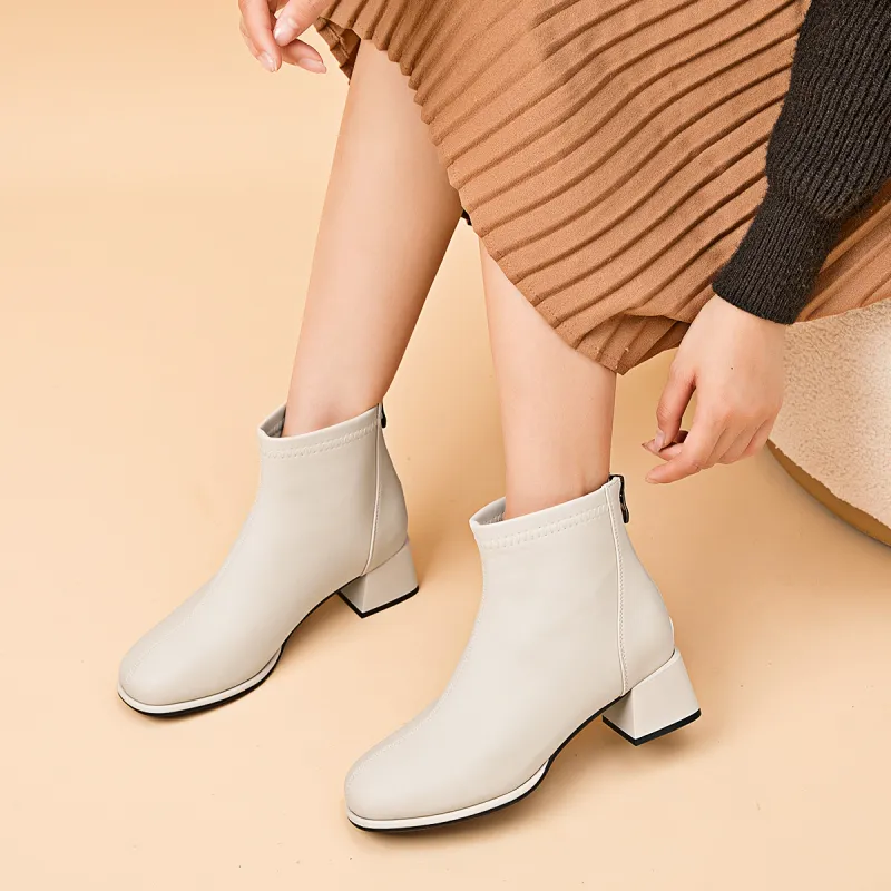 AOKANG Ankle Boots Women's Beige-4