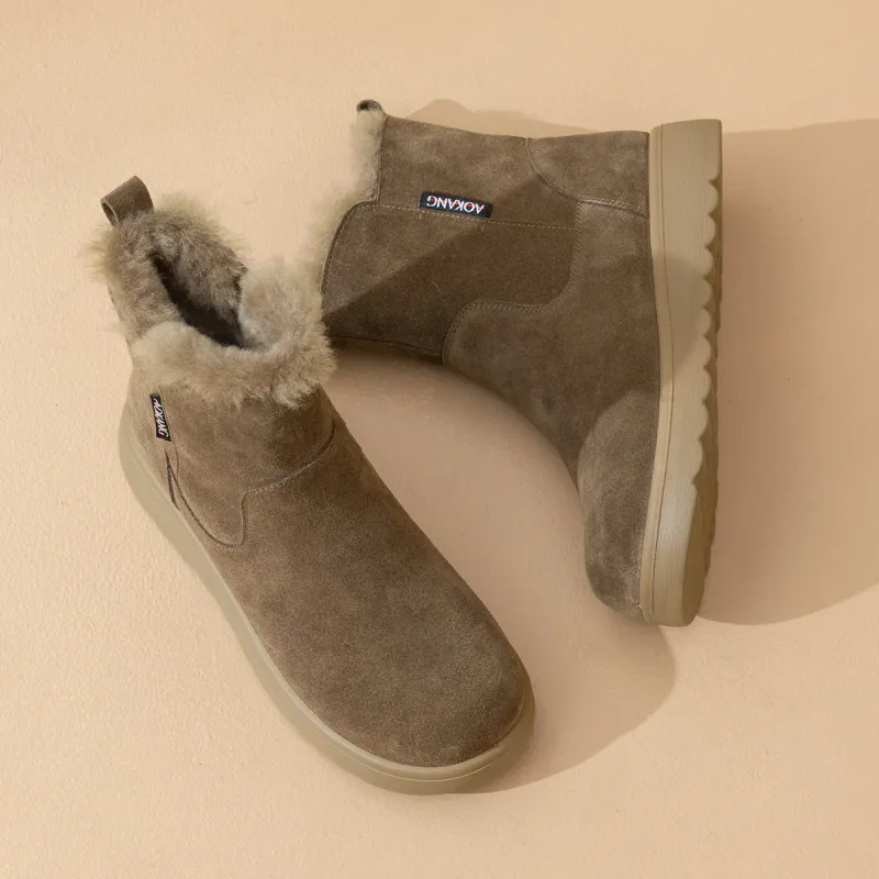 AOKANG Thermal Slip Resistant Snow Boots Women's Khaki-3