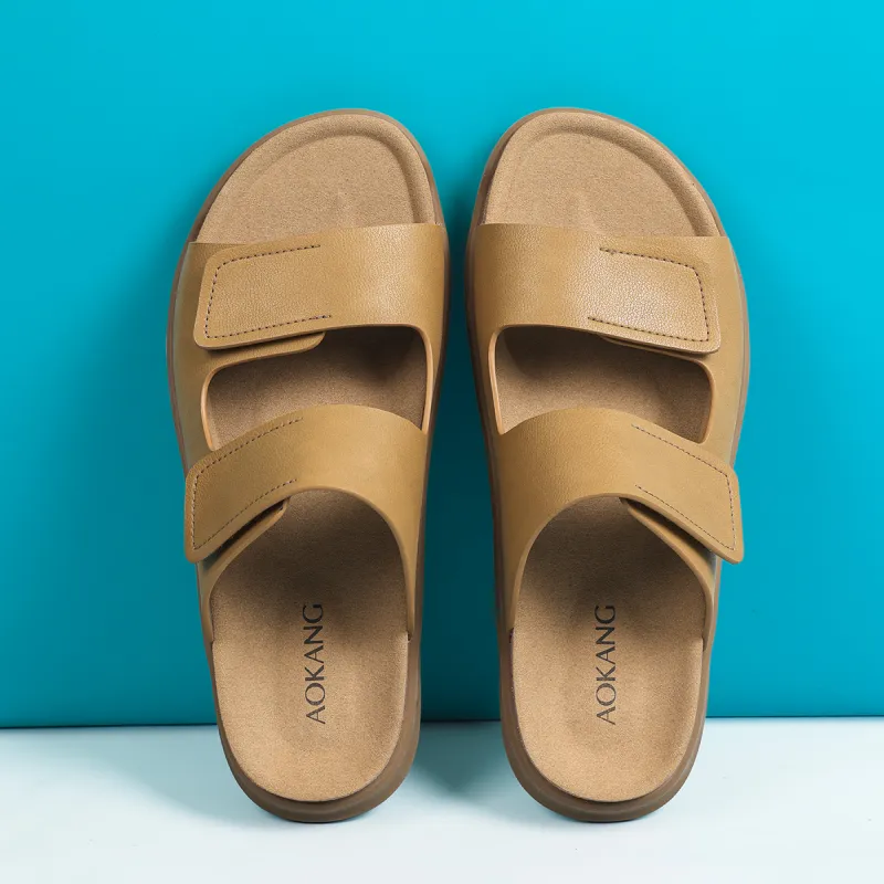 AOKANG Rubber Sole Slip Resistant Slide Slippers Men's-11
