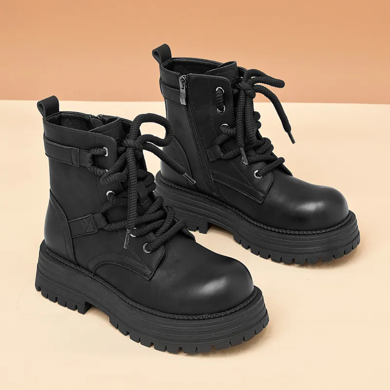 AOKANG Short Martin Boot 4.5cm Women's Black-3