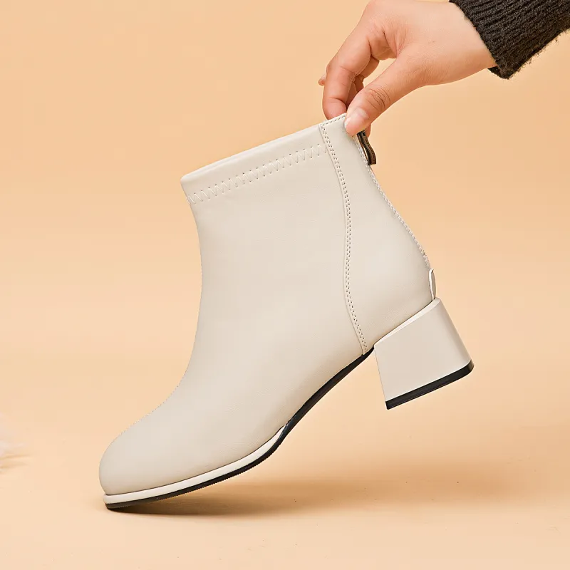 AOKANG Ankle Boots Women's Beige-5