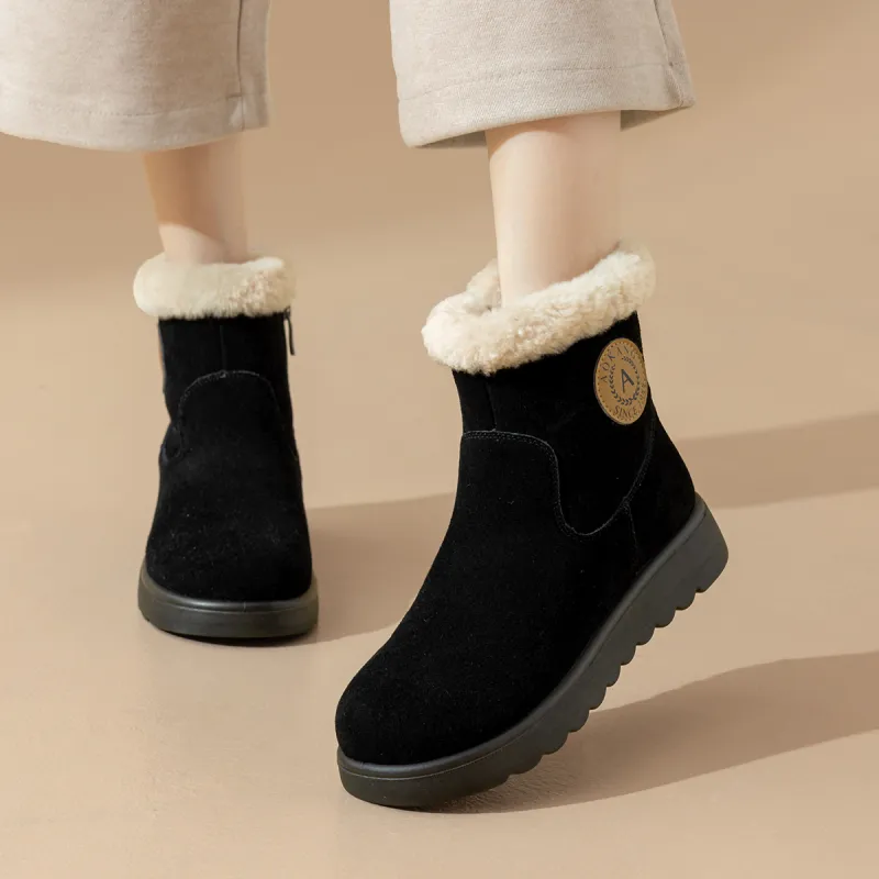 AOKANG Warm Slip Resistant Short Snow Boots Women's Black-5
