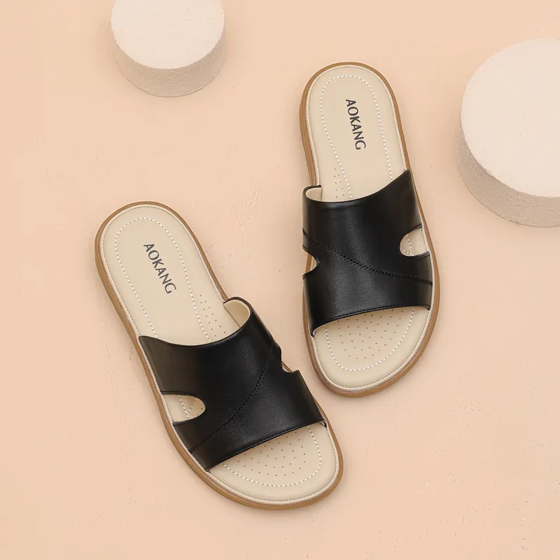 AOKANG PVC Polyvinyl Chloride Slip Resistant Slide Slippers Women's-2