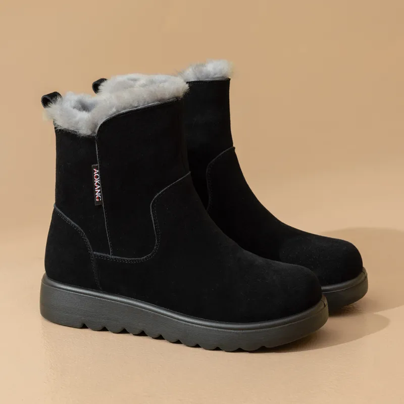 AOKANG Thermal Slip Resistant Short Snow Boots Women's Black-1