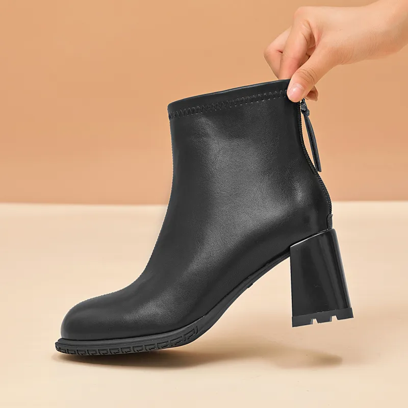 AOKANG Ankle Boots 7.3CM Women's Black-3