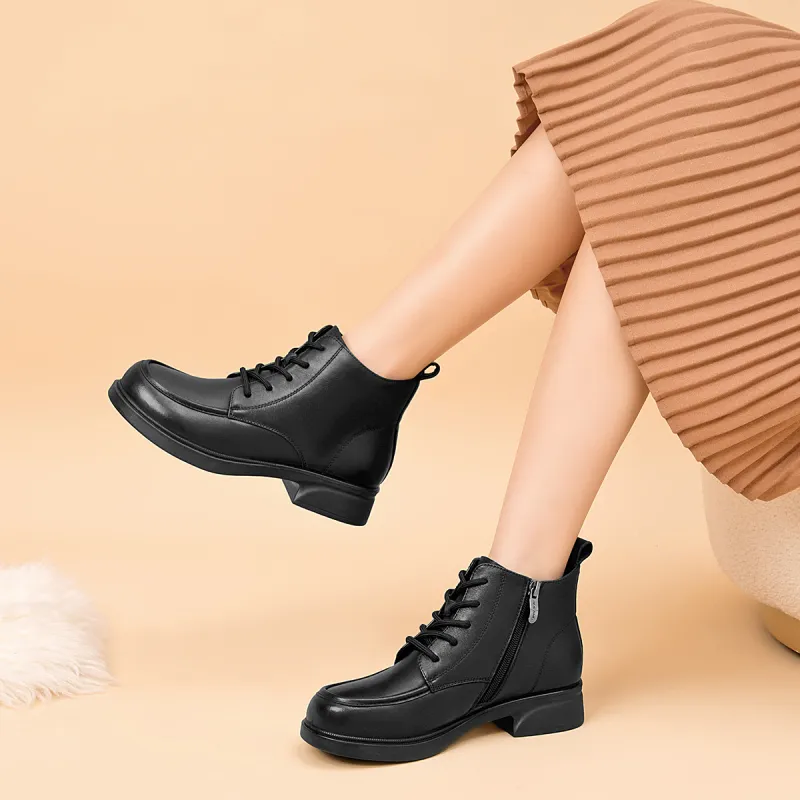 AOKANG Short Martin Boot 3.5cm Women's Black-6