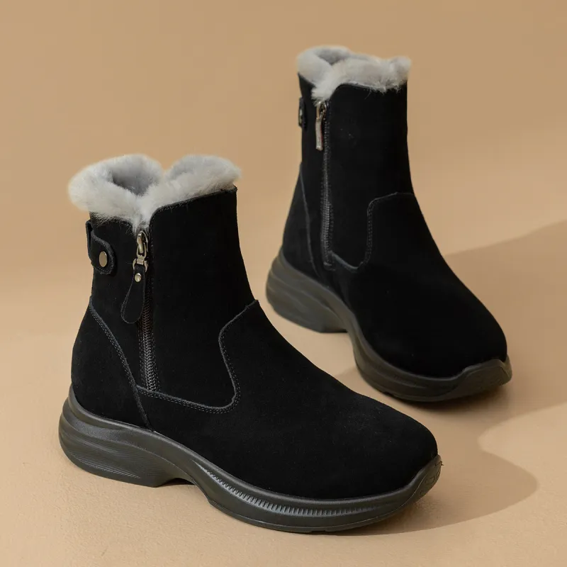 AOKANG Warm Wear Resistant Slip Resistant Short Snow Boots Women's Black-1