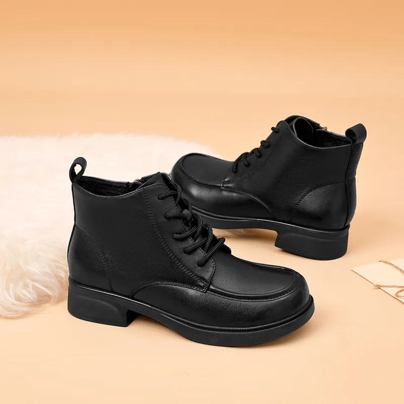 AOKANG Short Martin Boot 3.5cm Women's Black-4