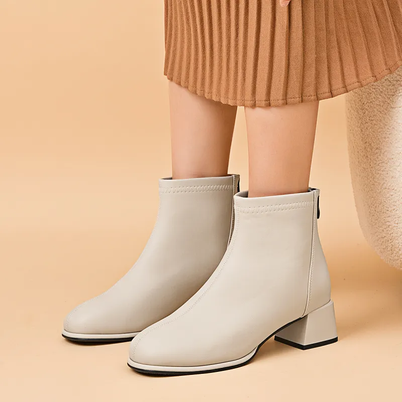 AOKANG Ankle Boots Women's Beige-3