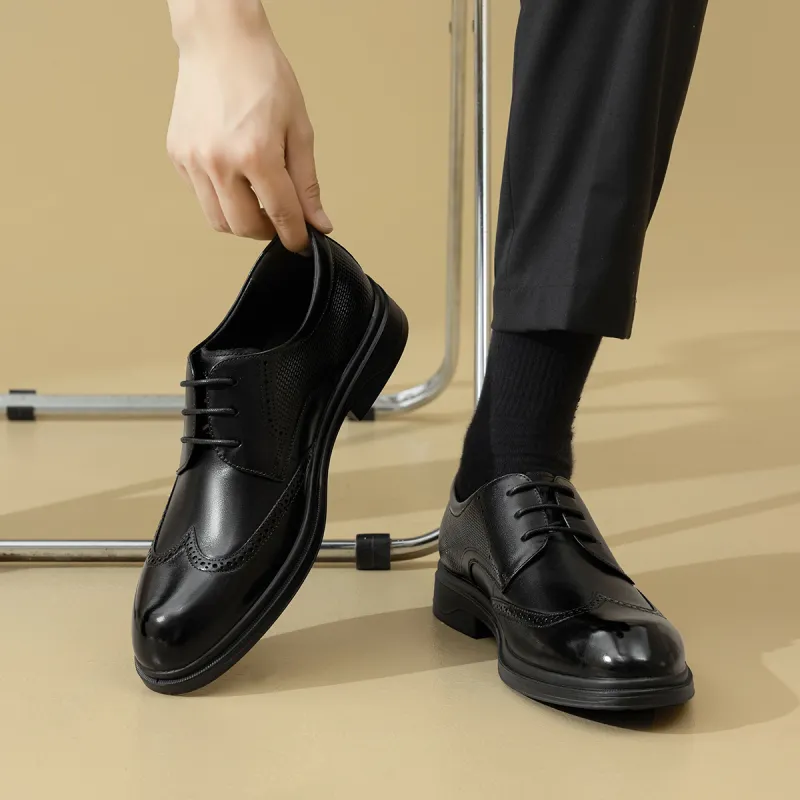 AOKANG Dress Shoes Men Low Top Black-4