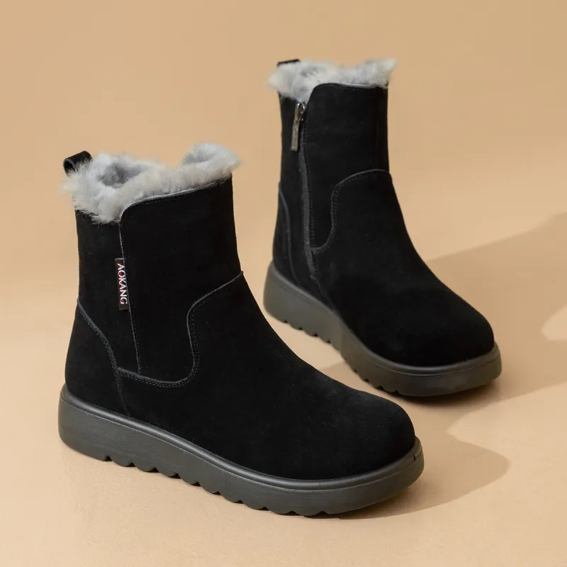 AOKANG Thermal Slip Resistant Short Snow Boots Women's Black-4