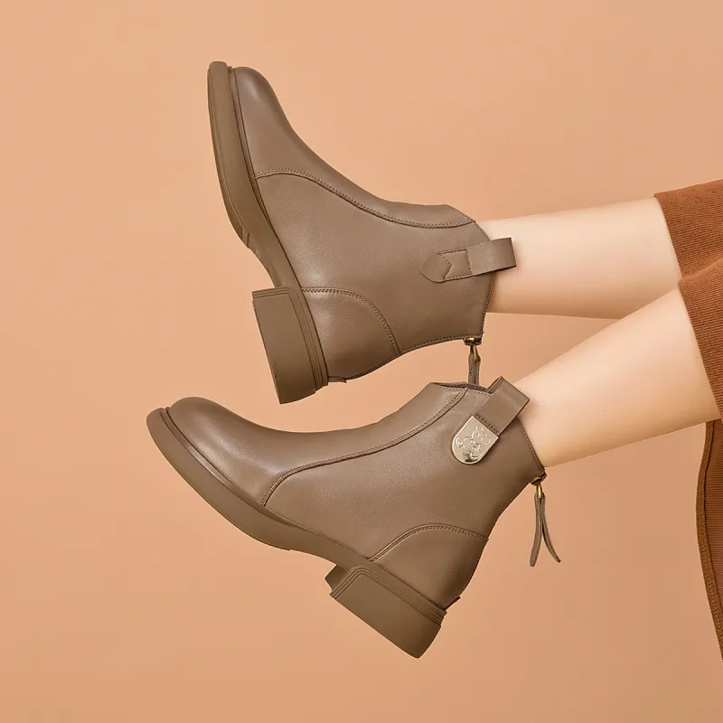 AOKANG Ankle Boots Women's Earth Yellow-4