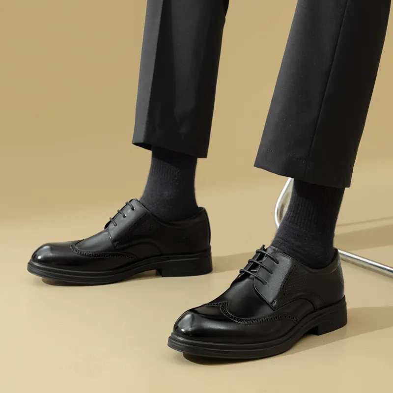 AOKANG Dress Shoes Men Low Top Black-7