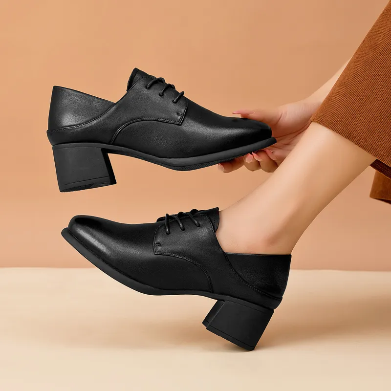 AOKANG Chunky Heel High Heels 4.8cm Women's Black-6