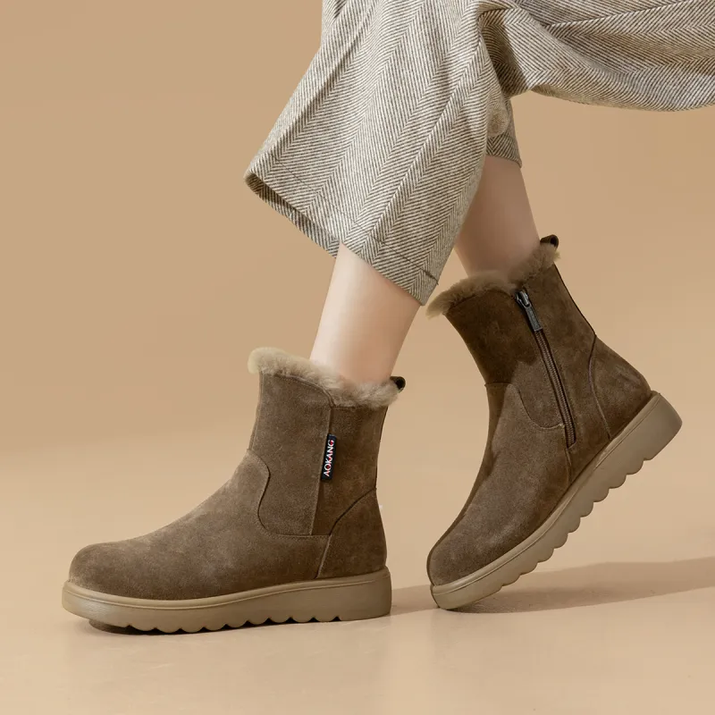 AOKANG Thermal Slip Resistant Snow Boots Women's Khaki-4