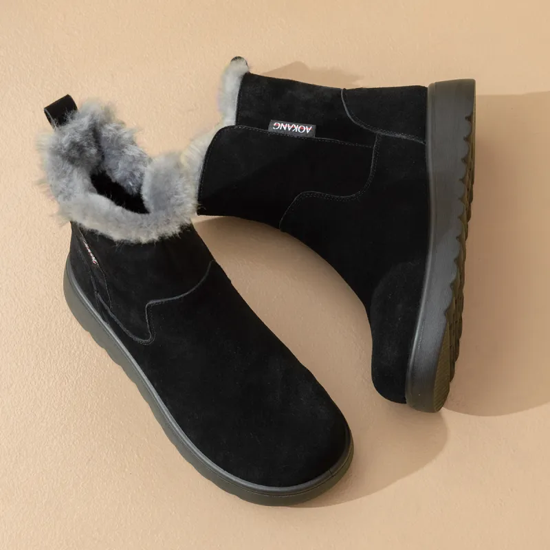 AOKANG Thermal Slip Resistant Short Snow Boots Women's Black-3