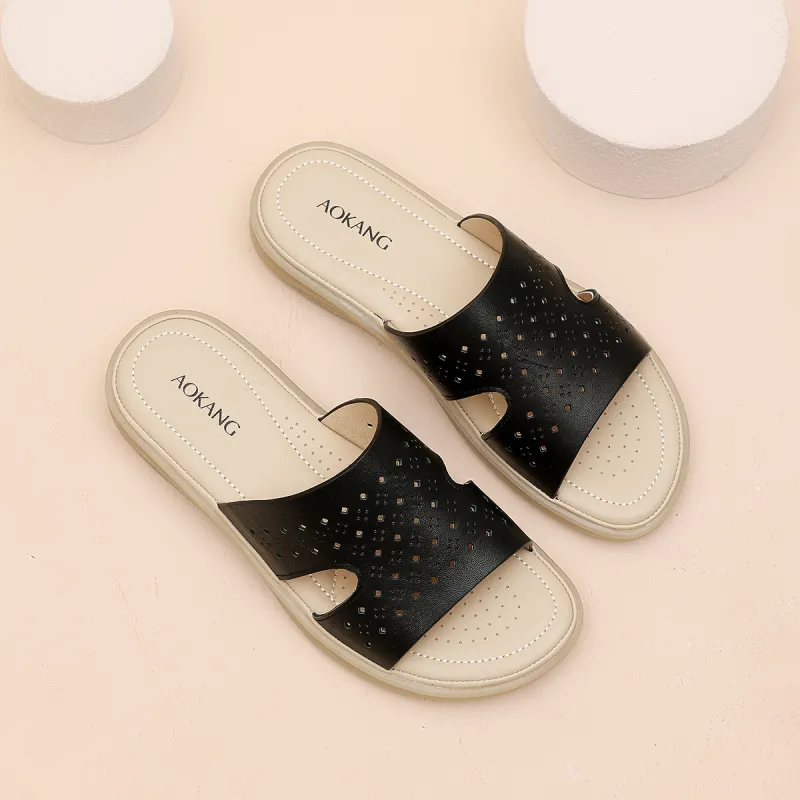 AOKANG PVC Polyvinyl Chloride Slip Resistant Slide Slippers Women's-2