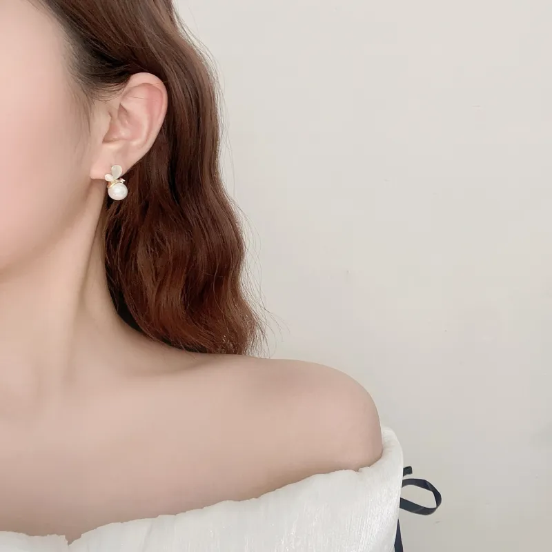 BING STUDIO 925 Sterling Silver Needle Pearl Stud Earrings Women's-1