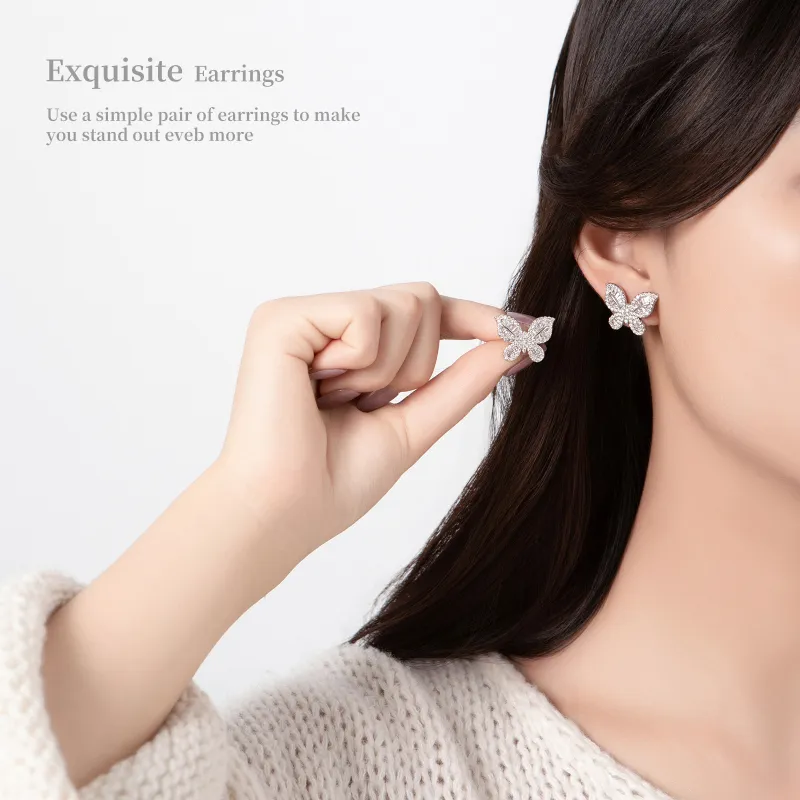 BING STUDIO 925 Silver Needles Stud Earrings Women's-2