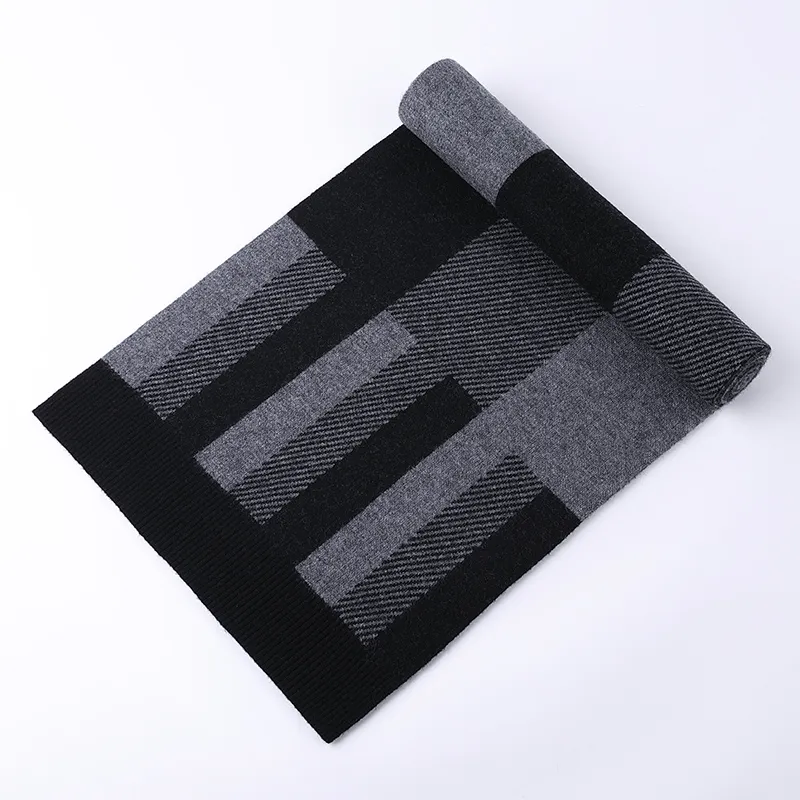 LIBO Sheep Wool Knit Scarves Men's-9