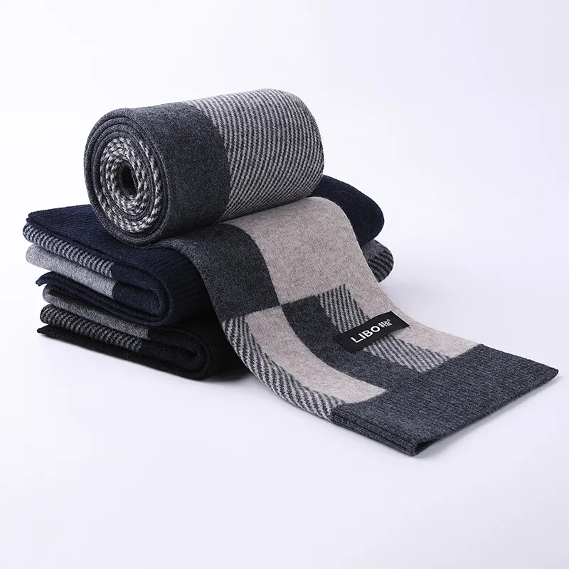 LIBO Sheep Wool Knit Scarves Men's-2