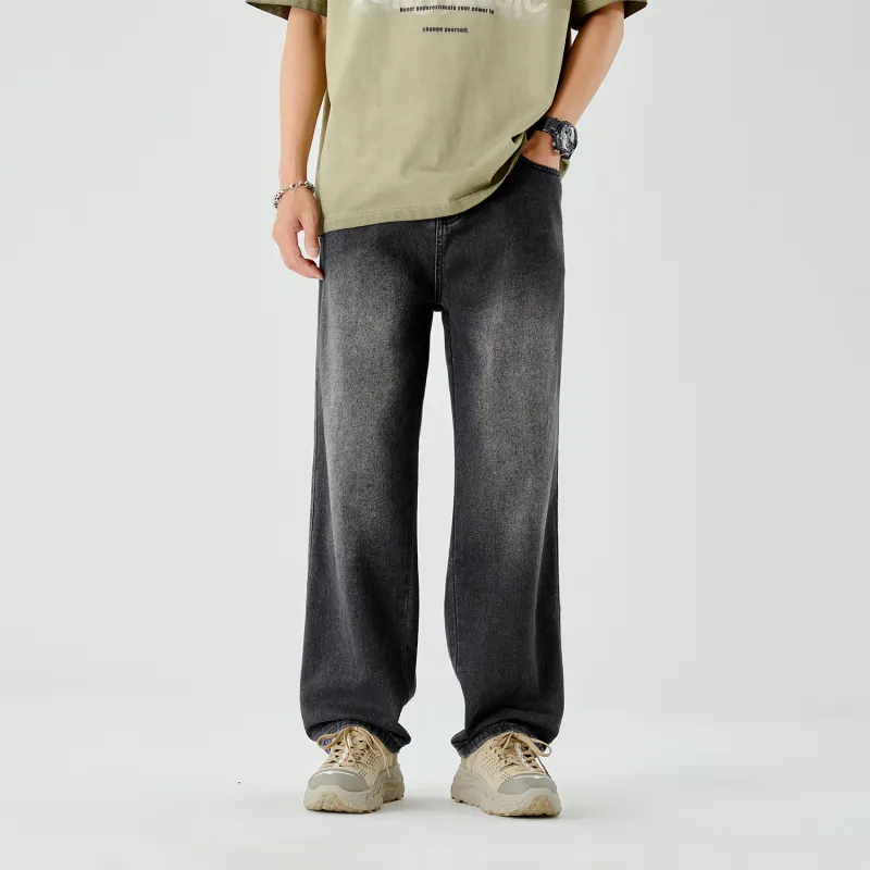 THREE-BODY Jeans Unisex Distressed Gray-3