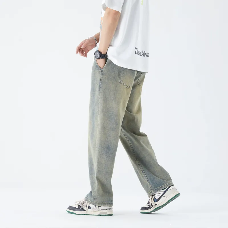 THREE-BODY Jeans Unisex Yellow Mud-5