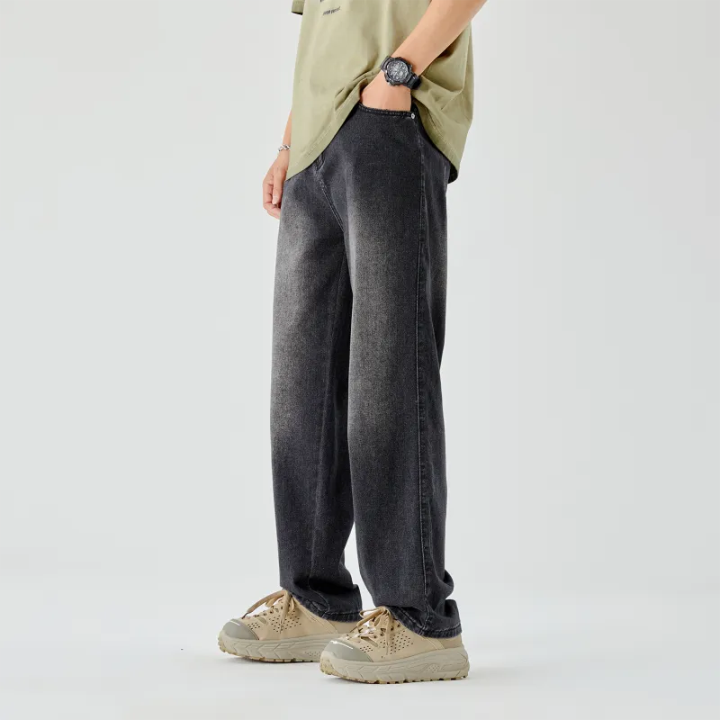 THREE-BODY Jeans Unisex Distressed Gray-4