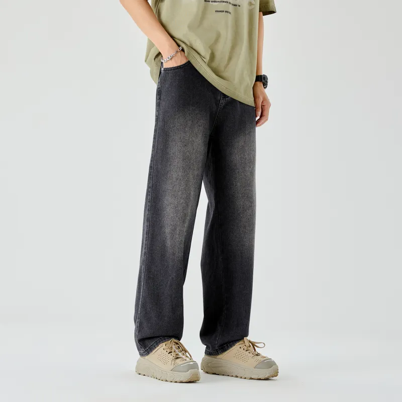 THREE-BODY Jeans Unisex Distressed Gray-8