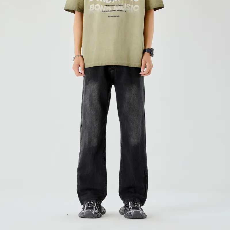 THREE-BODY Jeans Unisex Black Gray-2