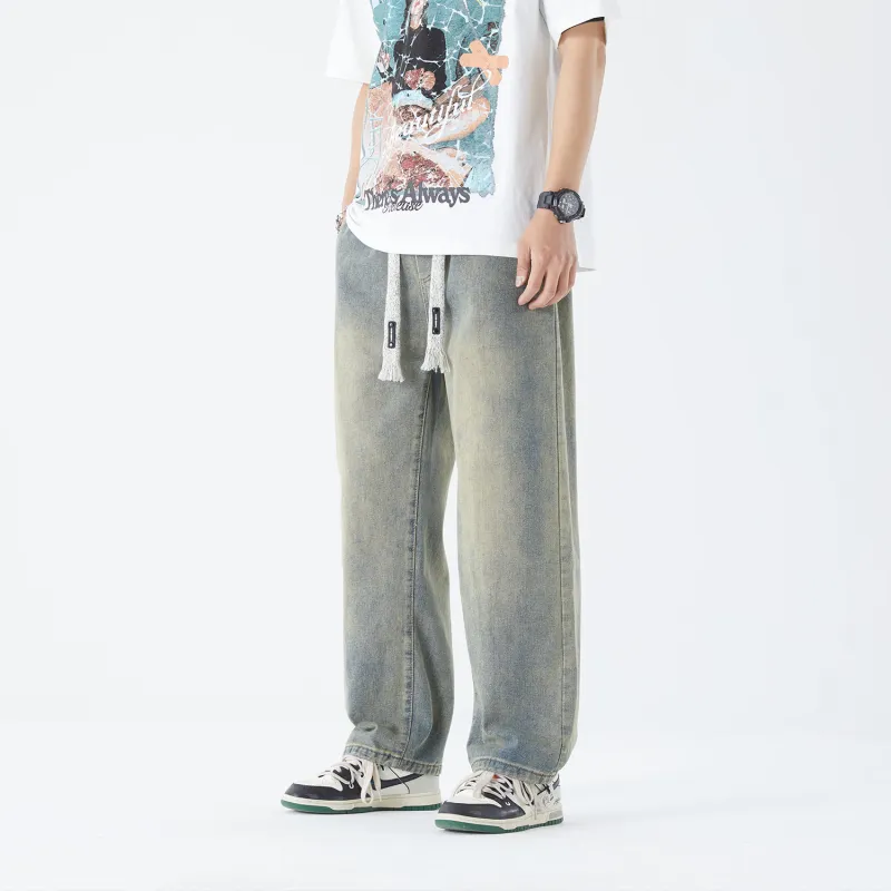THREE-BODY Jeans Unisex Yellow Mud-3