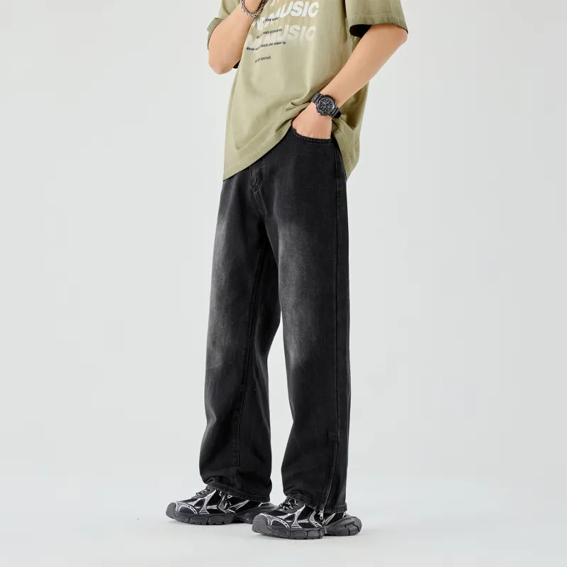 THREE-BODY Jeans Unisex Black Gray-4