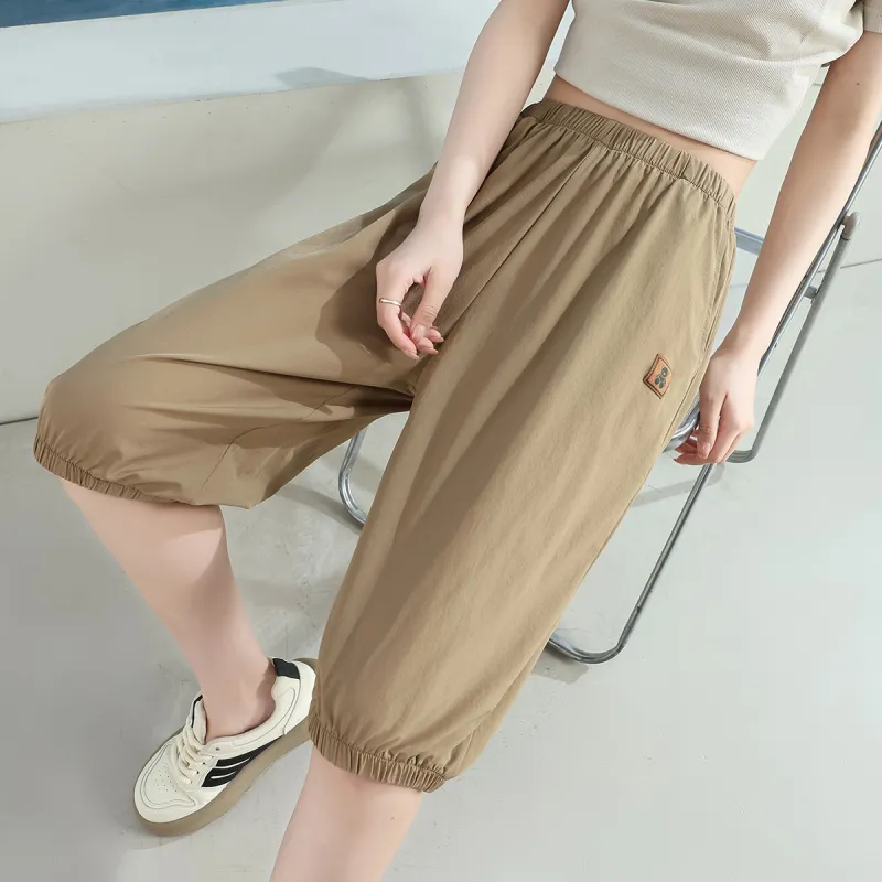 JEANSWEST Japanese Minimalist Style Everyday Commute Versatile High Rise Comfortable Hem Elastic 5/8 Summer Women's-4