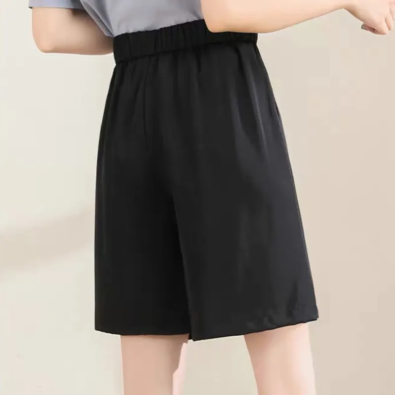 JEANSWEST Fashion Versatile Solid Color Basic Commute High Rise Cooling Comfortable Fitted Zip Closure Summer Women's-3