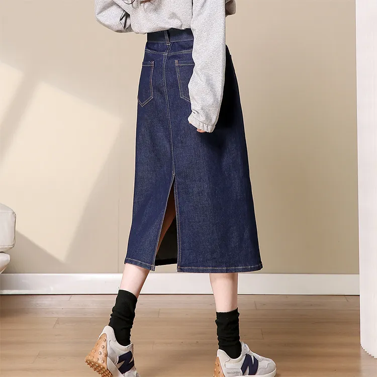 JEANSWEST Denim Long Skirt Women's-9