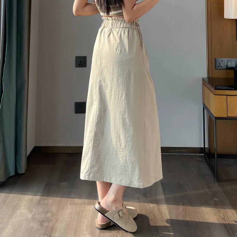 JEANSWEST American Individual High Rise Loose Fit Cargo Skirt Split Design Commute Versatile Thin A Line Summer Women's-10