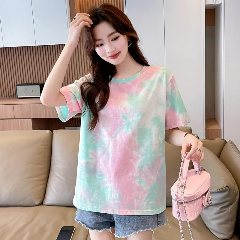 JEANSWEST T Shirt Summer Women's Pink Green-5