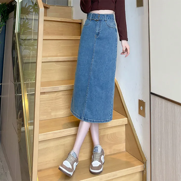 JEANSWEST Denim Long Skirt Women's-2