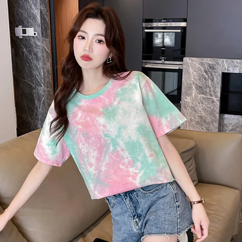 JEANSWEST T Shirt Summer Women's Pink Green-4