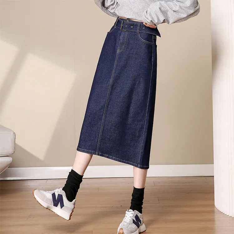 JEANSWEST Denim Long Skirt Women's-10
