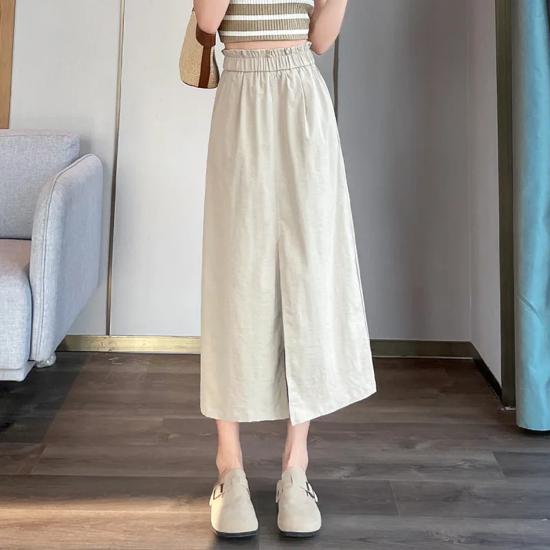 JEANSWEST American Individual High Rise Loose Fit Cargo Skirt Split Design Commute Versatile Thin A Line Summer Women's-9