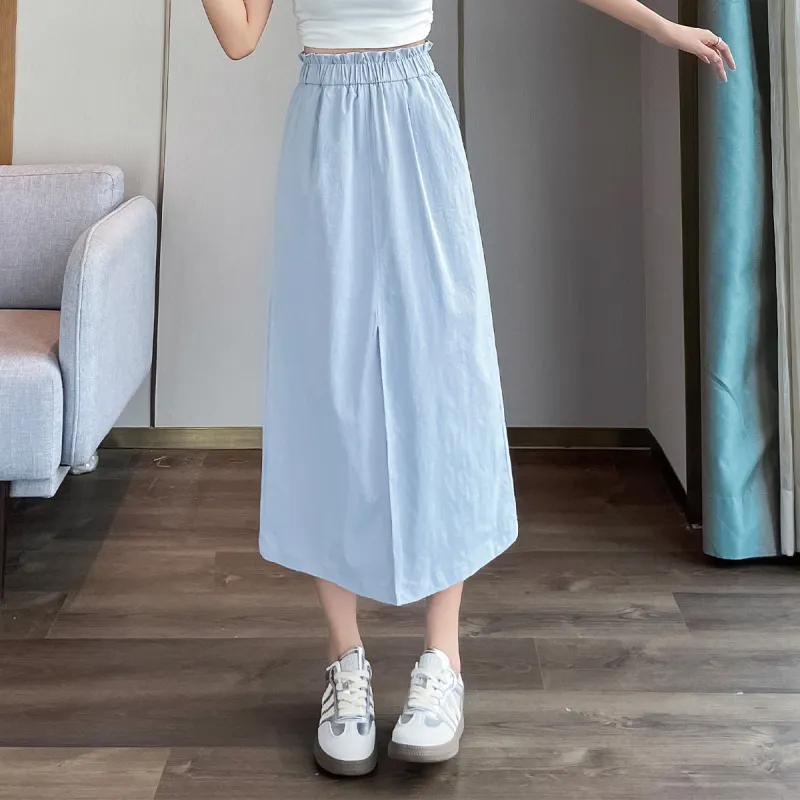JEANSWEST American Individual High Rise Loose Fit Cargo Skirt Split Design Commute Versatile Thin A Line Summer Women's-6
