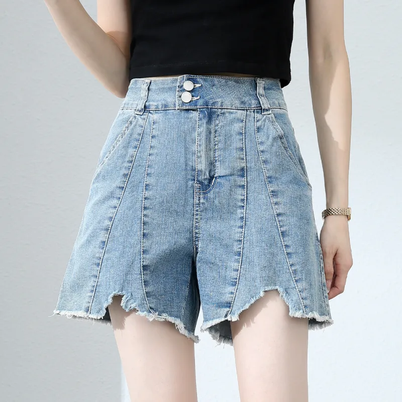 JEANSWEST Denim Shorts Women's Light Blue-4
