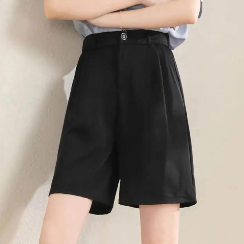 JEANSWEST Fashion Versatile Solid Color Basic Commute High Rise Cooling Comfortable Fitted Zip Closure Summer Women's-2