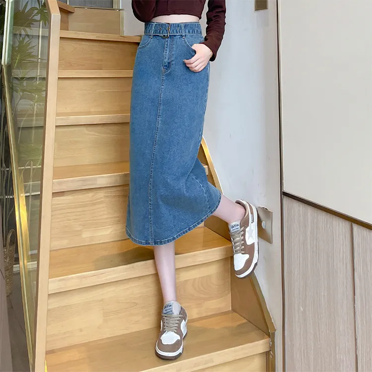 JEANSWEST Denim Long Skirt Women's-3