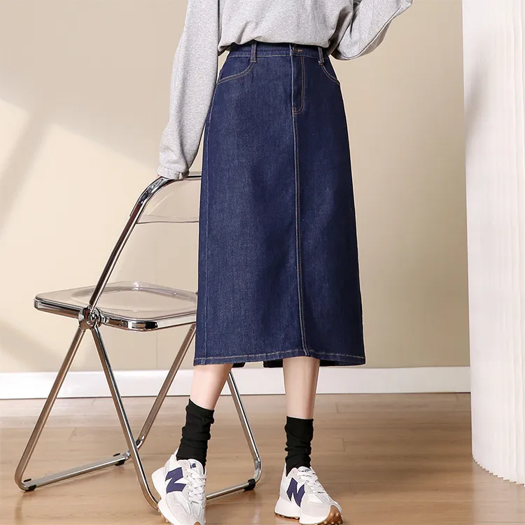 JEANSWEST Denim Long Skirt Women's-7