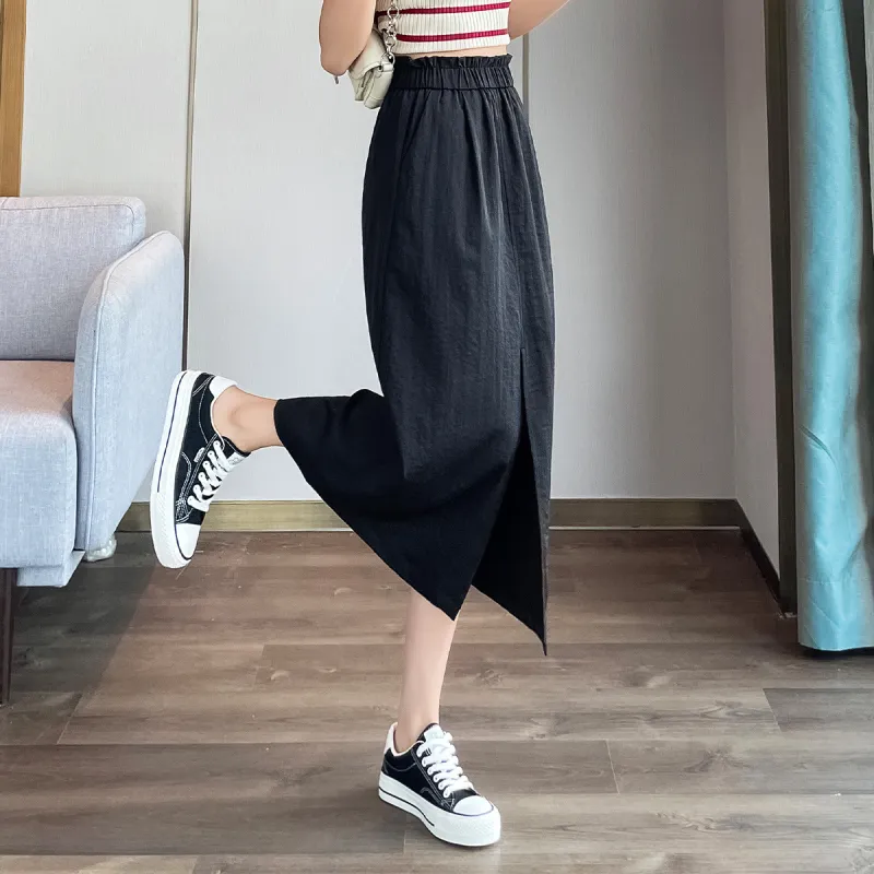 JEANSWEST American Individual High Rise Loose Fit Cargo Skirt Split Design Commute Versatile Thin A Line Summer Women's-1